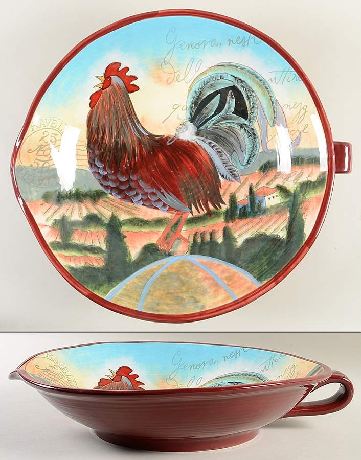 Lille Rooster 17" Bowl with Handle with Spout by Certified International-1