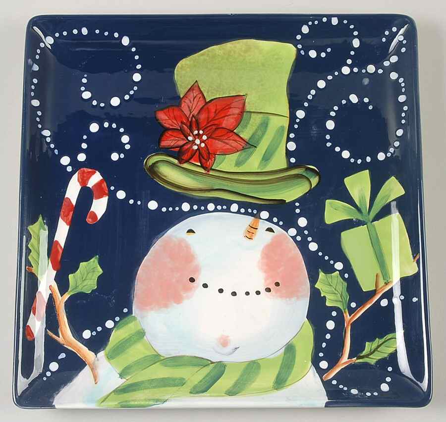 Magic Hat Snowman Square Dinner Plate by Certified International-1