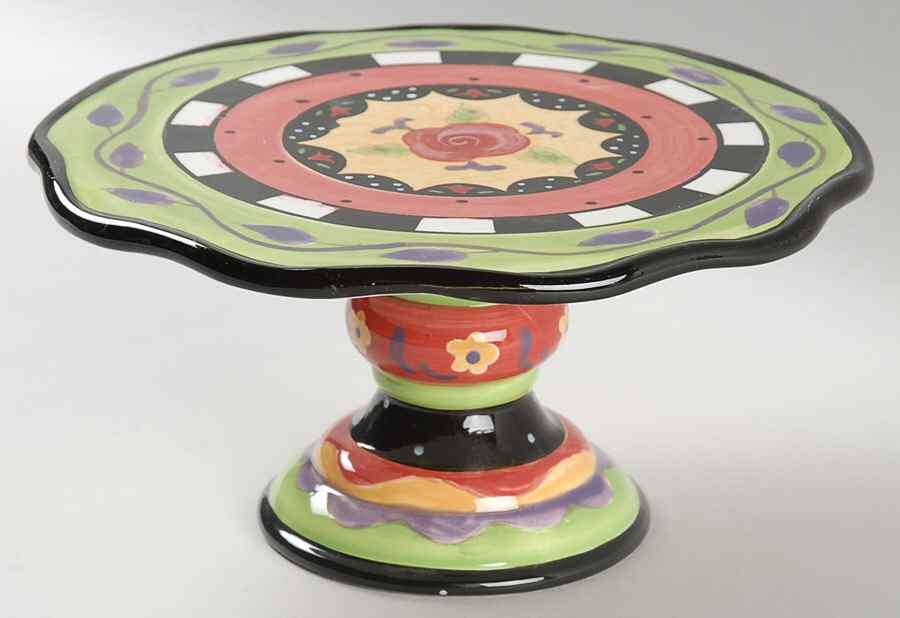 Rose Garden 8" Diameter Pedestal Cake Stand by Certified International-1