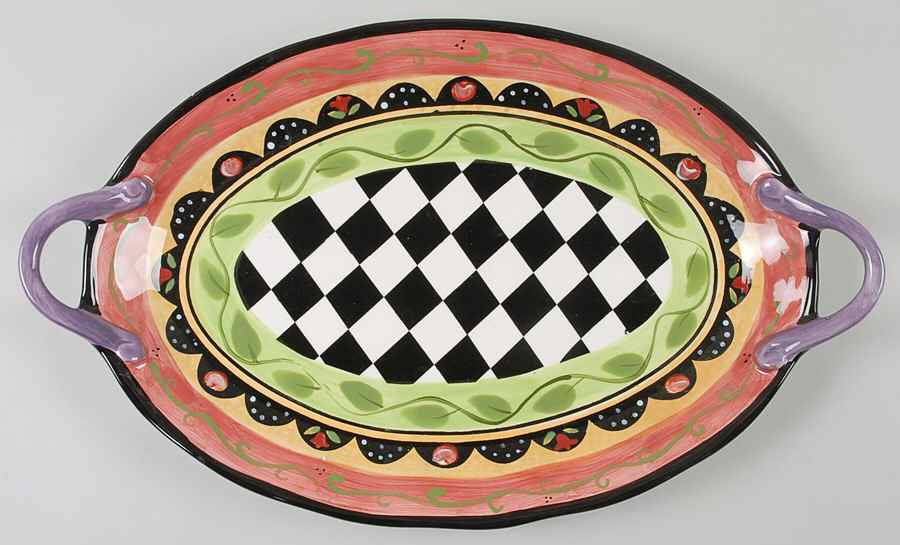 Rose Garden 18" Oval Handled Platter by Certified International-1
