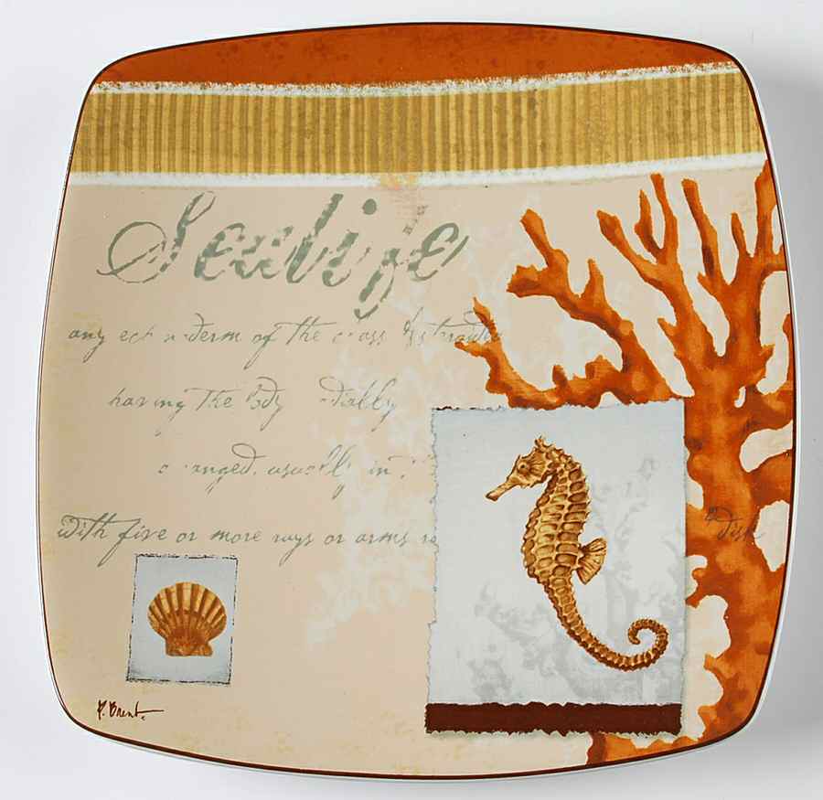 Aquarius Seahorse Square Salad Plate by Casa Moda-1