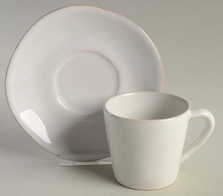 Marin White Flat Cup & Saucer Set by Crate & Barrel-1