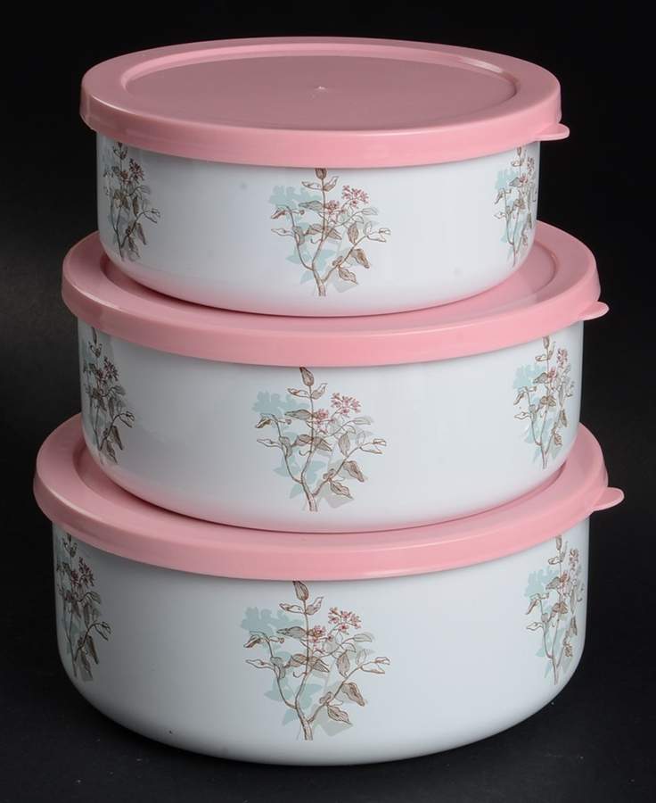 Twilight Grove (Corelle) (3 Piece) Metal Bowl W/Plastic Lids (5", 6", 7") by Corning Corelle-1
