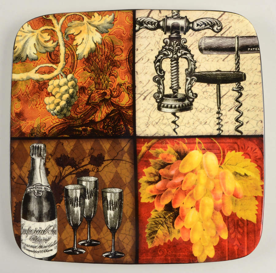 Vintage Wine 12" Square Serving Platter by Certified International-1