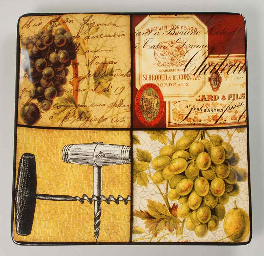 Vintage Wine Square Dinner Plate by Certified International-1