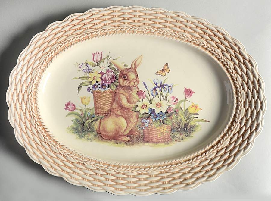 Easter Treasures 18" Oval Serving Platter by Cracker Barrel-1