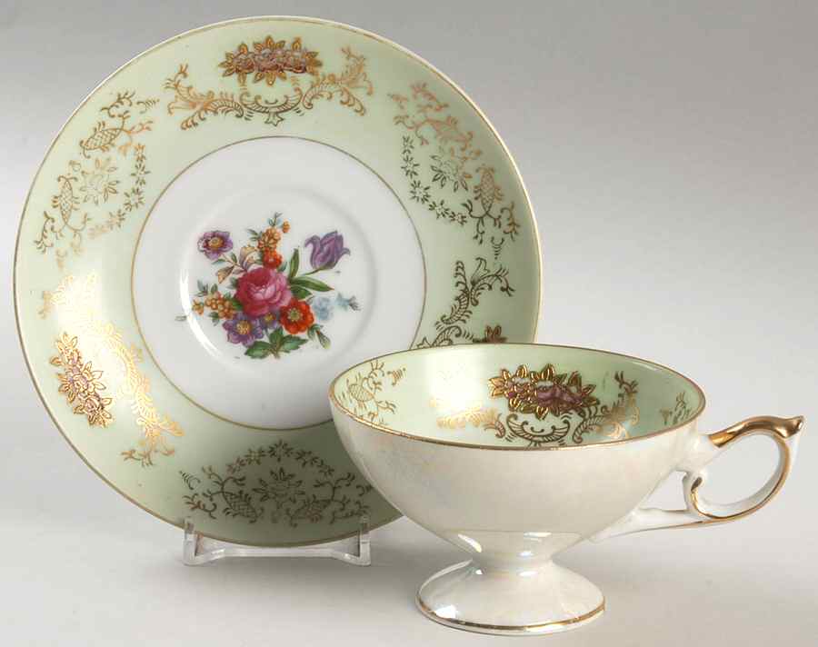 1154-1771 Footed Cup & Saucer Set by Castle China (Japan)-1