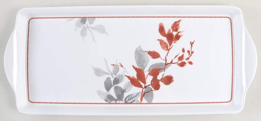 Kyoto Leaves 14" Handled Acrylic Rectangular Tray by Corning Corelle-1