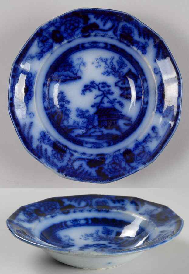 Hong Kong (Flow Blue) Rim Fruit/Dessert (Sauce) Bowl by Charles Meigh & Sons-1
