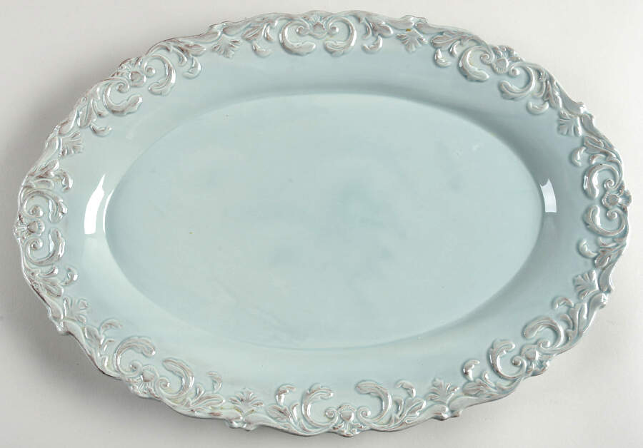 Madison Collection Antique Blue 15" Oval Serving Platter by Home Essentials-1