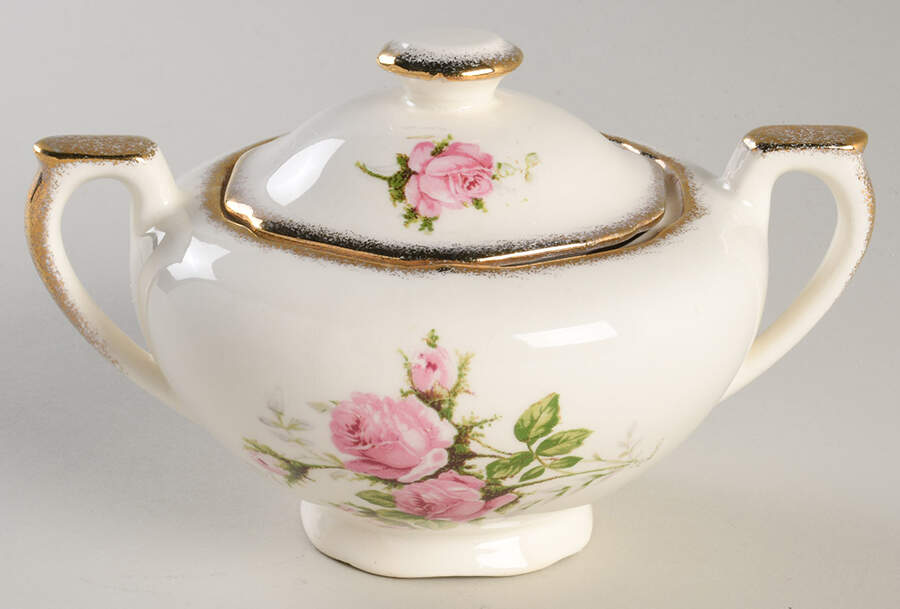 Pink T Rose Sugar Bowl & Lid by Canonsburg-1
