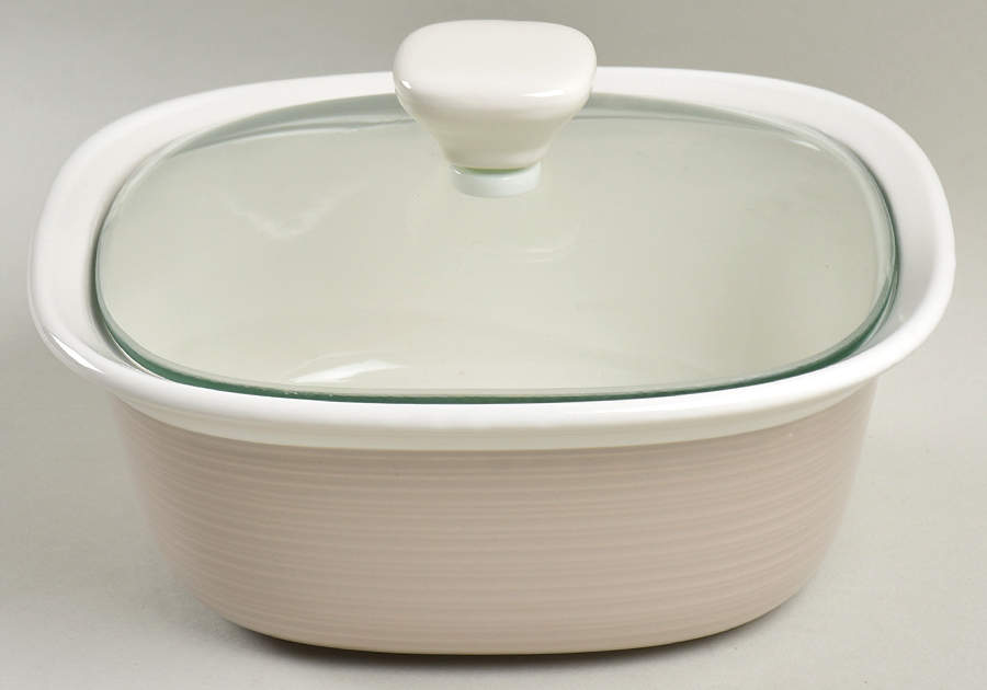 Etch Sand 1.5 Quart Square Casserole with Lid by Corning Corelle-1