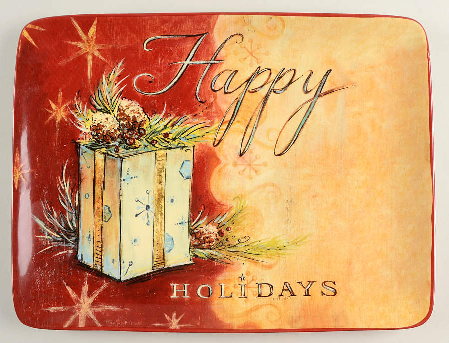 Seasons Greetings 15" Rectangular Serving Platter by Certified International-1