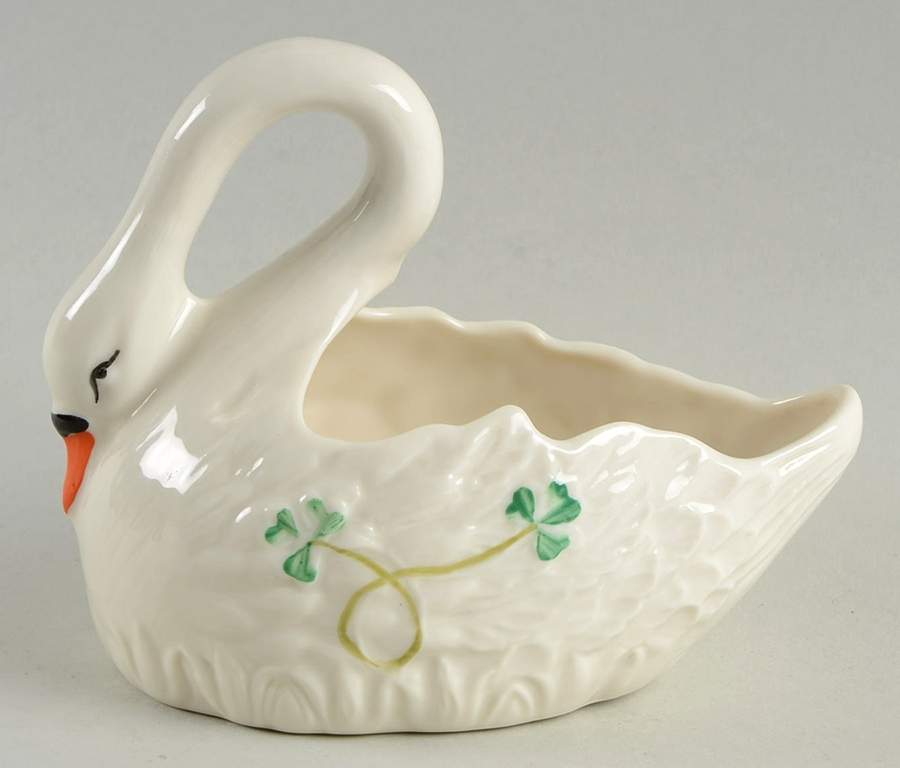 Shamrock Swan Votive Candleholder by Belleek Pottery (Ireland)-1