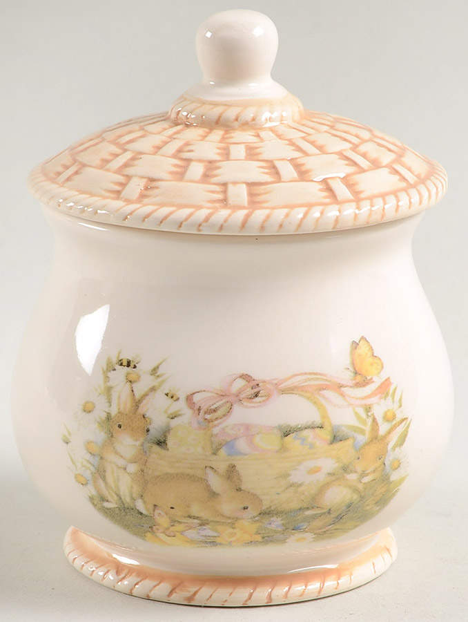Bunny Basket Sugar Bowl & Lid by Cracker Barrel-1