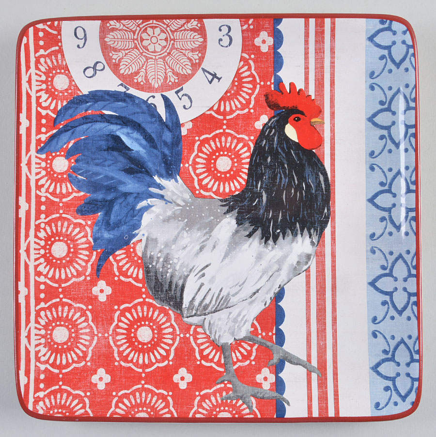 Americana Rooster Square Salad/Dessert Plate by Certified International-1