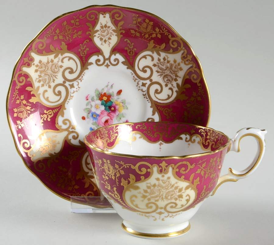 A14100 Footed Cup & Saucer Set by Crown Staffordshire-1