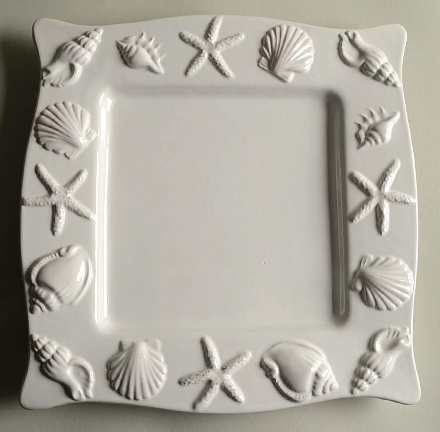 Shell Square Dinner Plate by Coastal Home-1