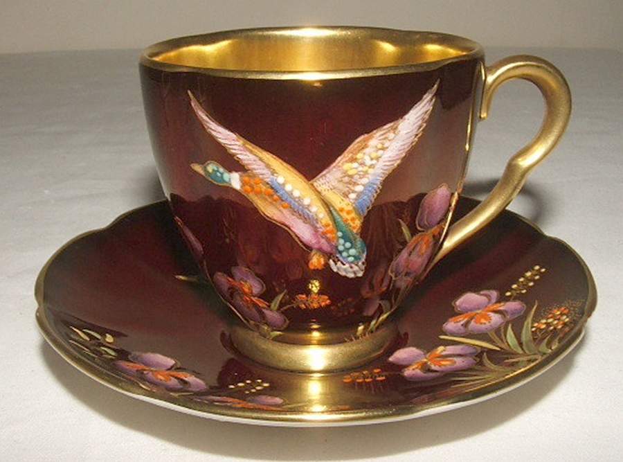 Flying Mallard Footed Cup & Saucer Set by Carlton Ware (England)-1