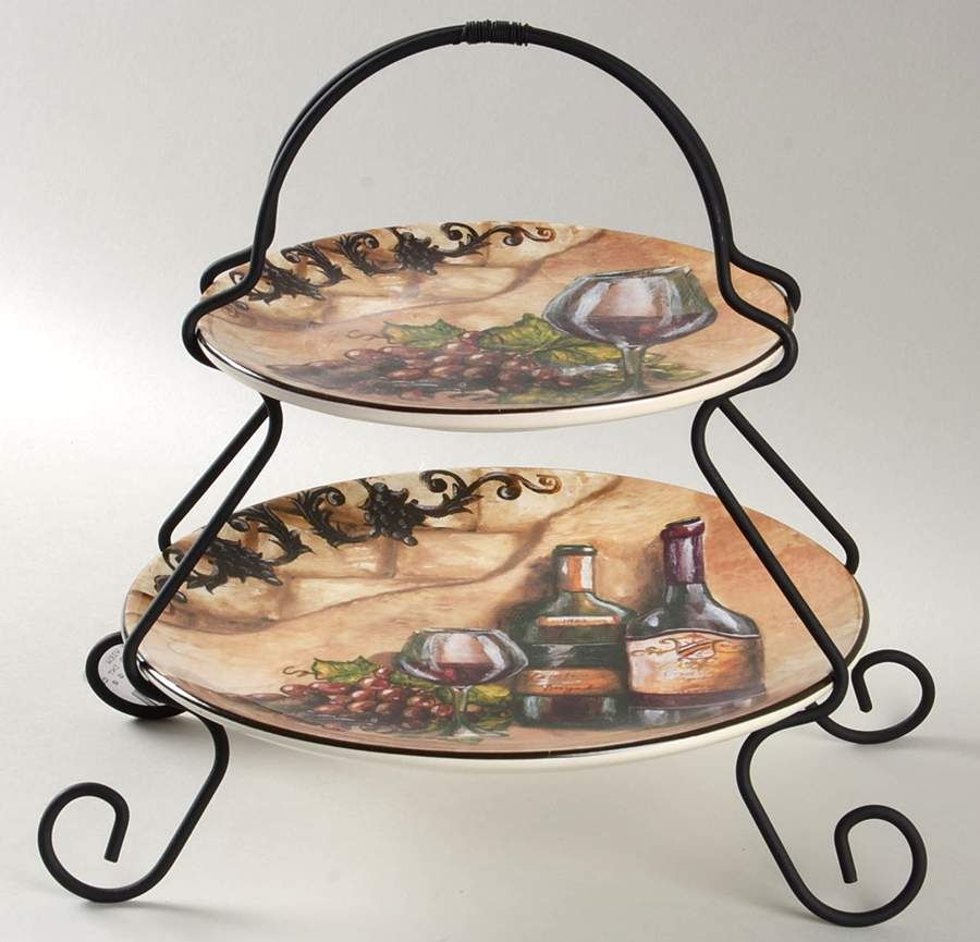 Tuscan View 2 Tier Server Plates & Metal Stand by Certified International-1