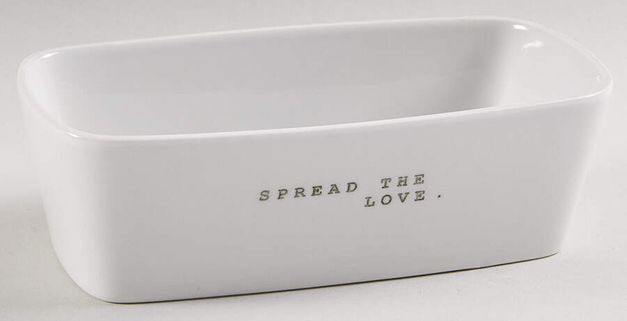 Whiteware Words Butter Box No Lid by The Cellar (China)-1