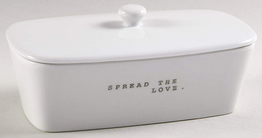 Whiteware Words Butter Box & Lid by The Cellar (China)-1