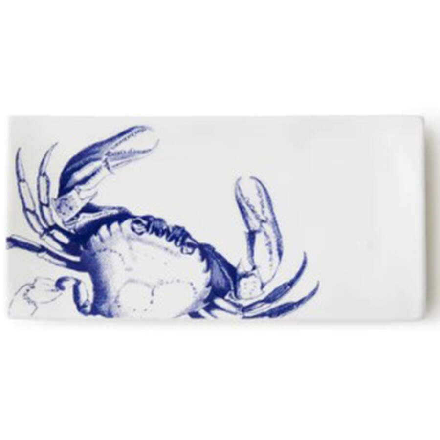Crabs & Nets Blue 9" Rectangular Tray by Caskata-1