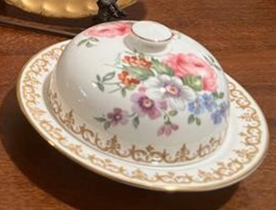 England's Bouquet (Smooth) Round Covered Butter by Crown Staffordshire-1