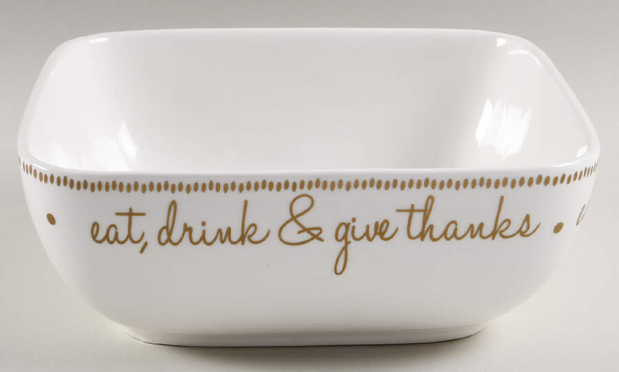Eat, Drink & Give Thanks 8" Square Vegetable Bowl by Ciroa-1