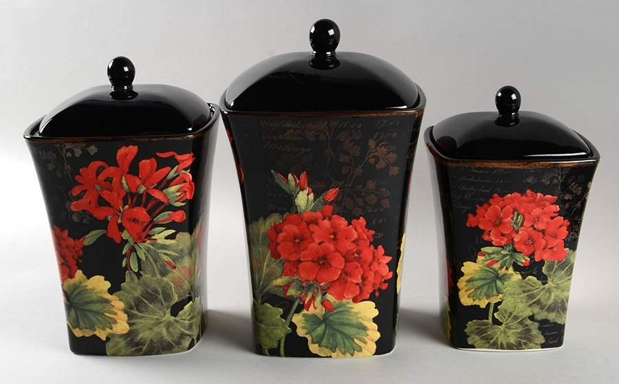 Geraniums (3 Piece) Canister Set (Box Set) by Certified International-1