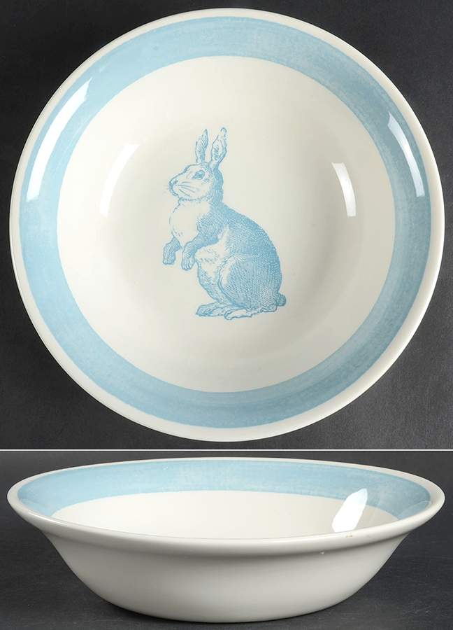 Rabbit Sketch Blue 9" Round Vegetable Bowl by Carly Dodsley-1