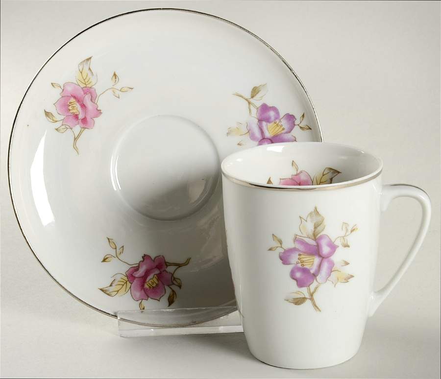 Louise (Smooth) Flat Cup & Saucer Set by Cmielow (Poland)-1