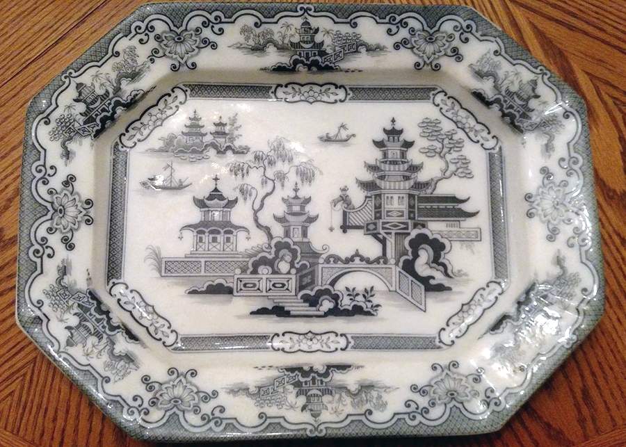 Tonquin (Blue) 15" Oval Serving Platter by Clementson & Young-1