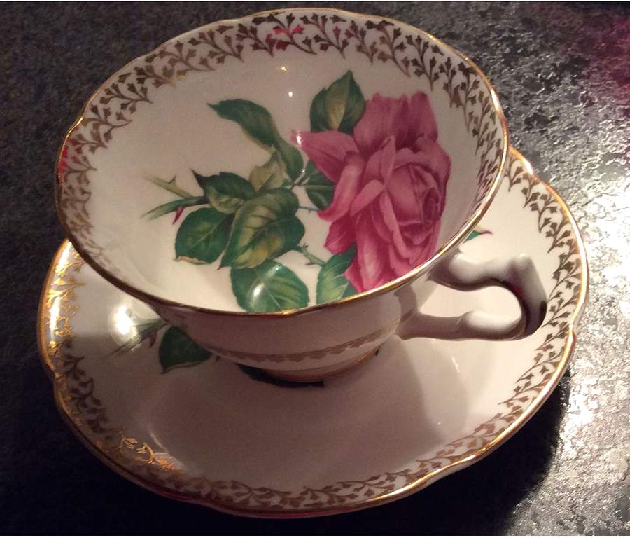 Tudor Rose Footed Cup & Saucer Set by Collingwoods-1
