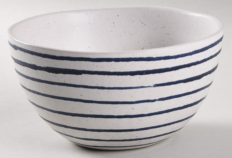 Lina Blue Stripe Coupe Cereal Bowl by Crate & Barrel-1