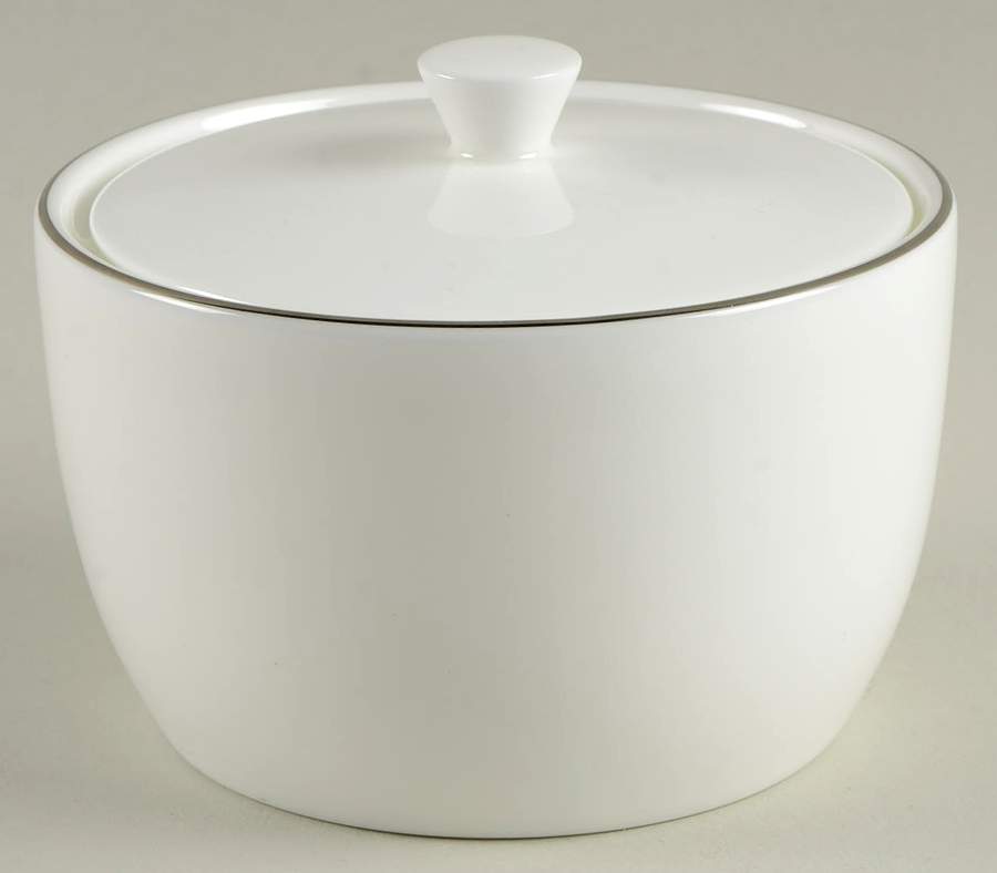 Maison (Platinum Rim) Sugar Bowl & Lid by Crate & Barrel-1