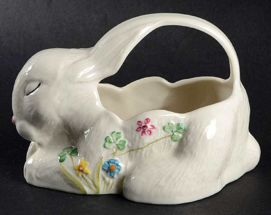 Childrens Ware-Baby Gifts Bunny Shaped Basket by Belleek Pottery (Ireland)-1