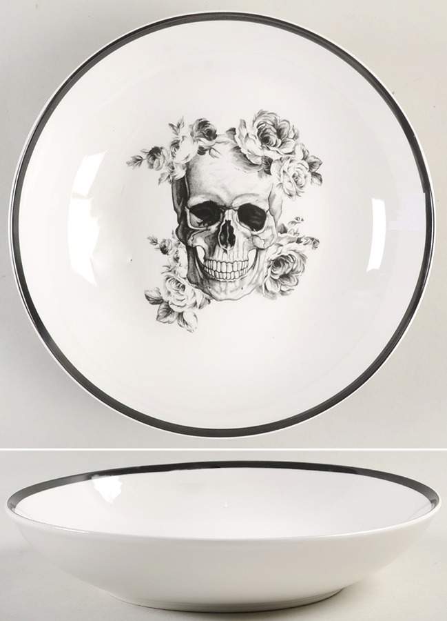Floral Skull 9" Individual Pasta Bowl by Ciroa-1