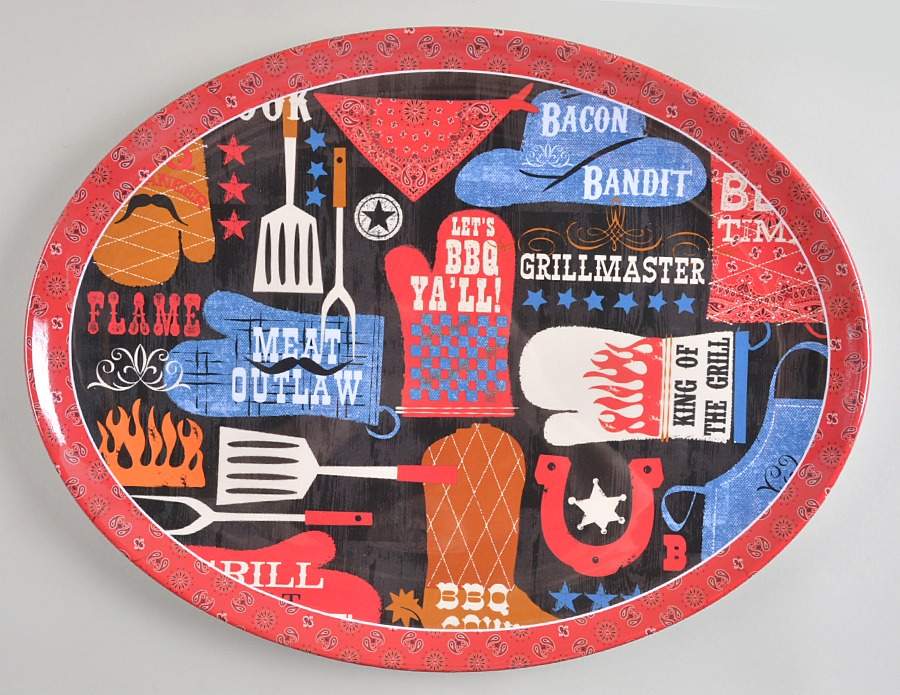 BBQ Bandit (Melamine) 18" Oval Serving Platter by Certified International-1
