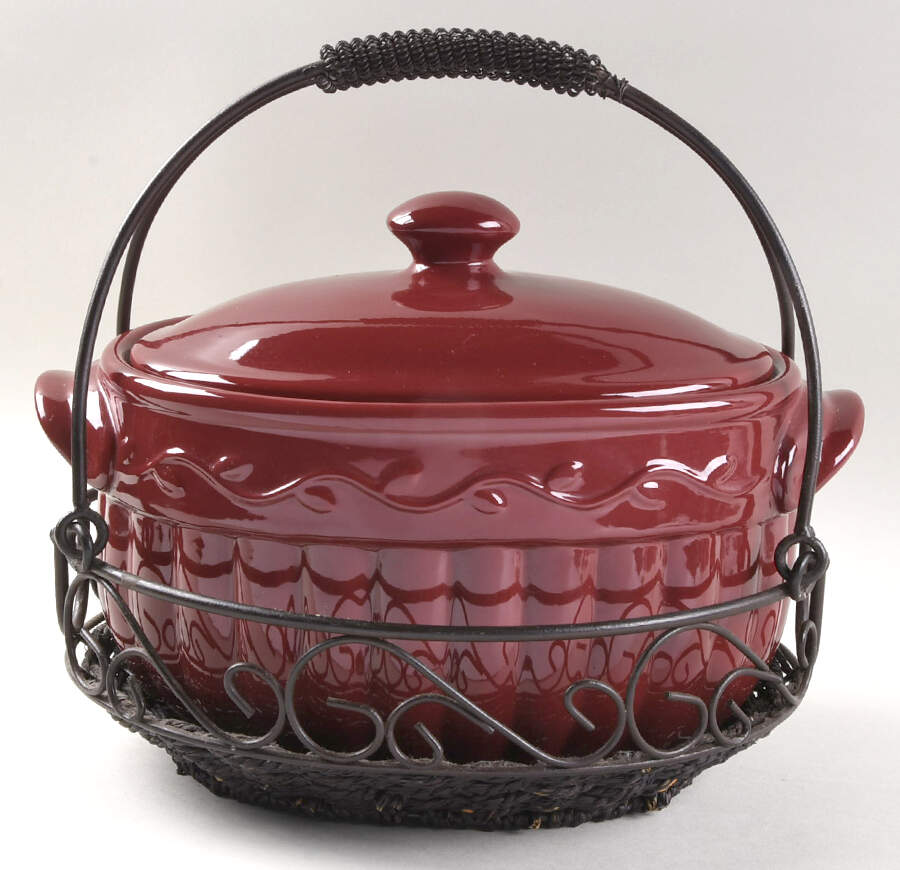 Berry Bean Pot & Lid w/Metal Holder by Celebrating Home-1