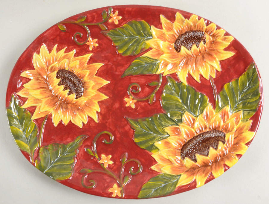 Sunflower Sunset 16" Oval Serving Platter by Certified International-1