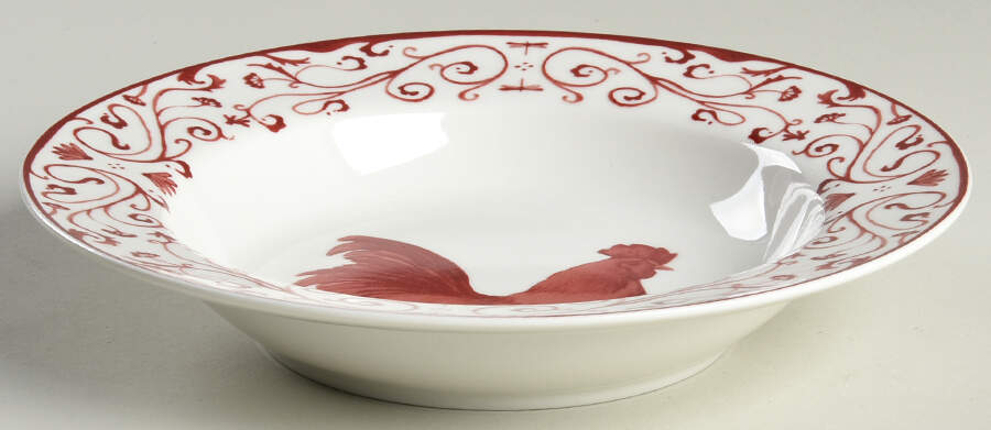 Country Toile Red Large Rim Soup Bowl by Canterbury Potteries-1