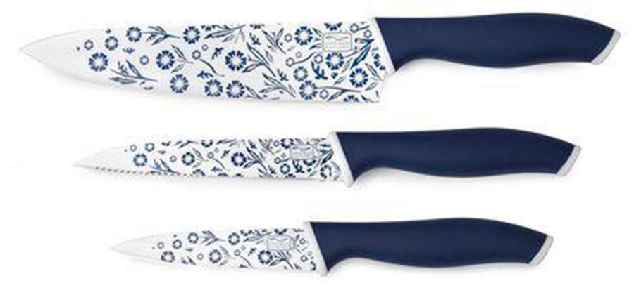 Cornflower 60th Anniversary (3 Piece) Knife Set (Chef, Utility & Paring) by Corning Corelle-1