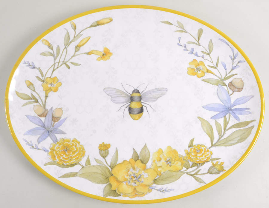 Sweet As a Bee 18" Melamine Oval Platter by Certified International-1