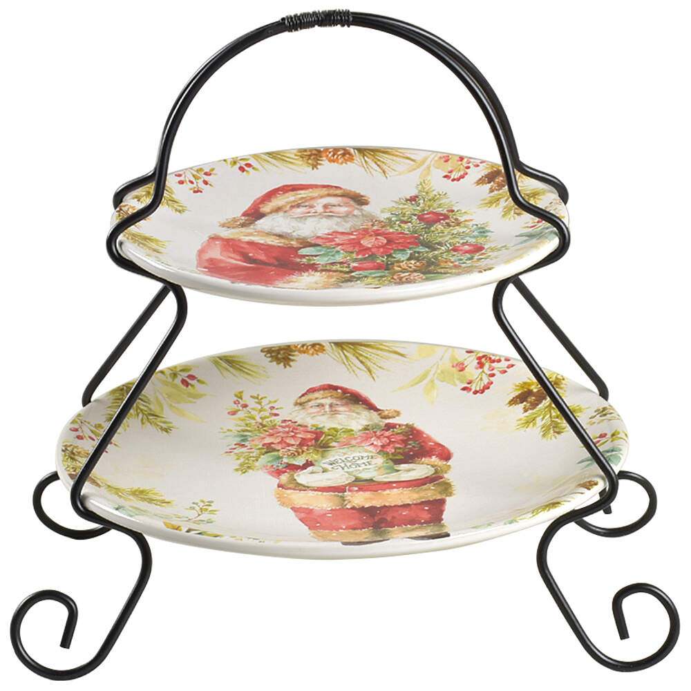 Our Christmas Story 2 Tier Server Plates & Metal Stand by Certified International-1