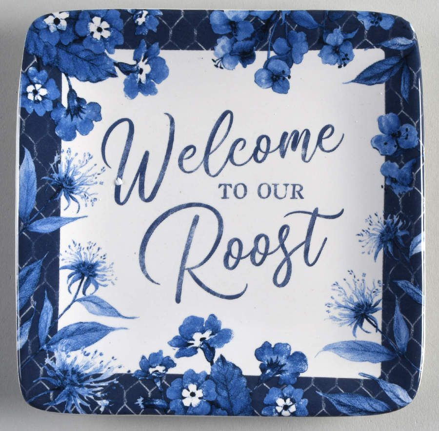 Indigo Rooster Square Canape Plate by Certified International-1