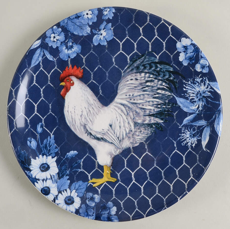 Indigo Rooster Salad Plate by Certified International-1