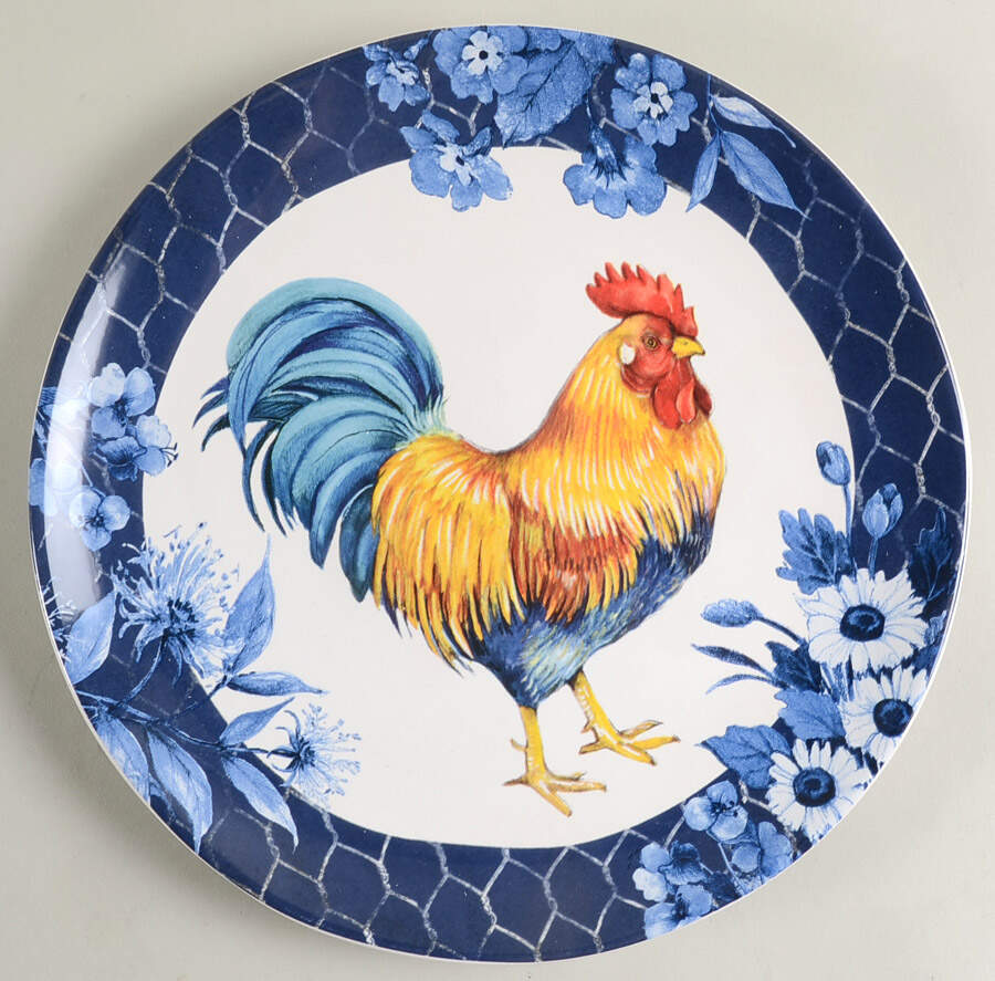 Indigo Rooster Dinner Plate by Certified International-1