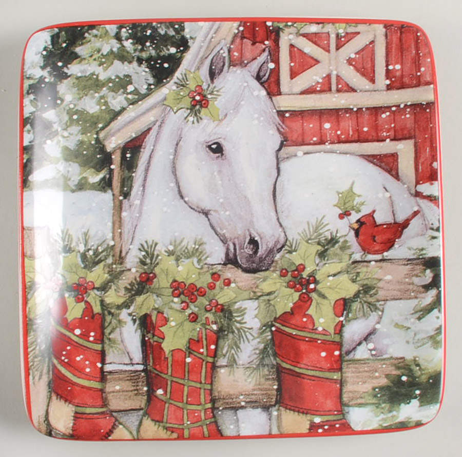 Homestead Christmas Square Canape Plate by Certified International-1