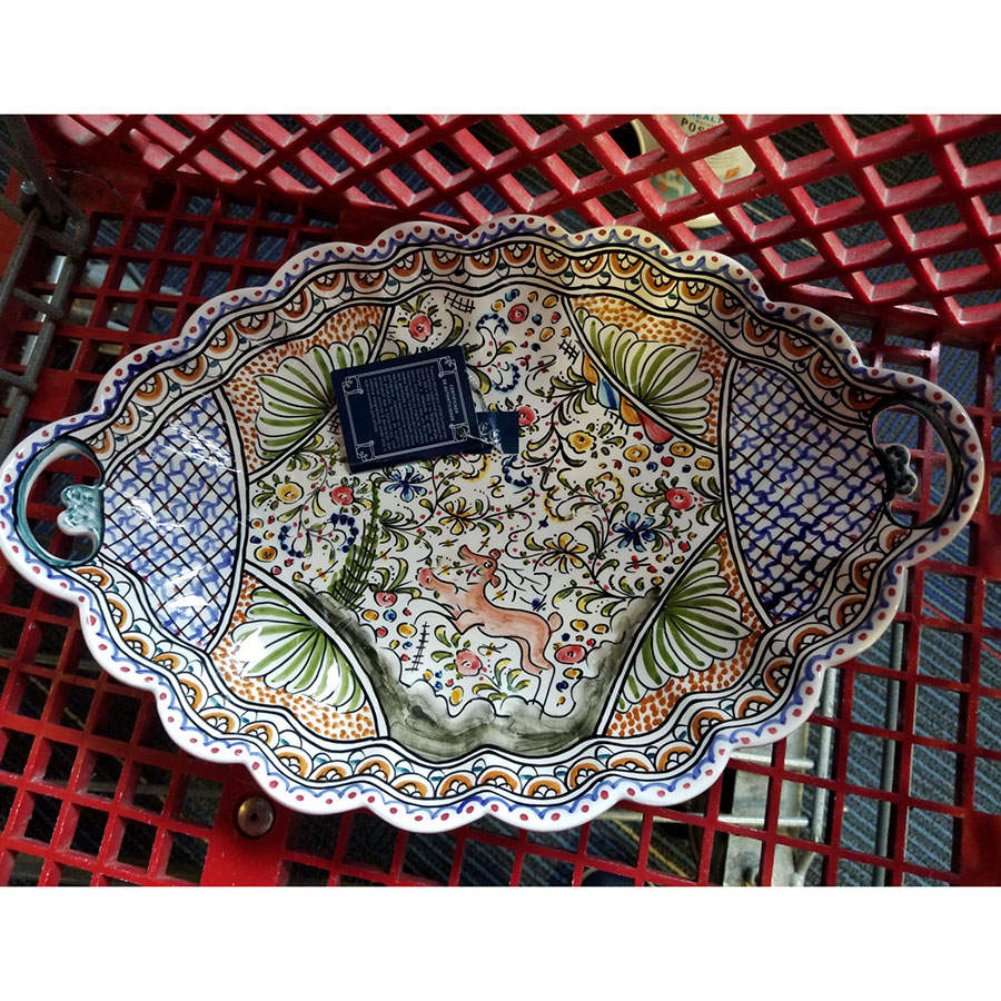 C461 14" Oval Handled Platter by Ceramicas de Coimbra-1